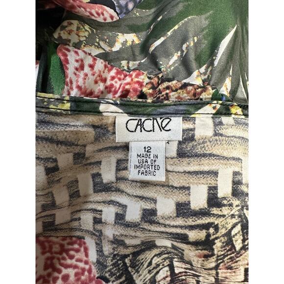 Vintage Cache 100% Silk Tropical Jungle Print Dress 12 – Boho Festival Y2K - Picture 10 of 12